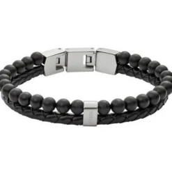 Fossil Bijoux Bracelet<Bracelet JF02763040 - Bracelet Cuir Acier Noir