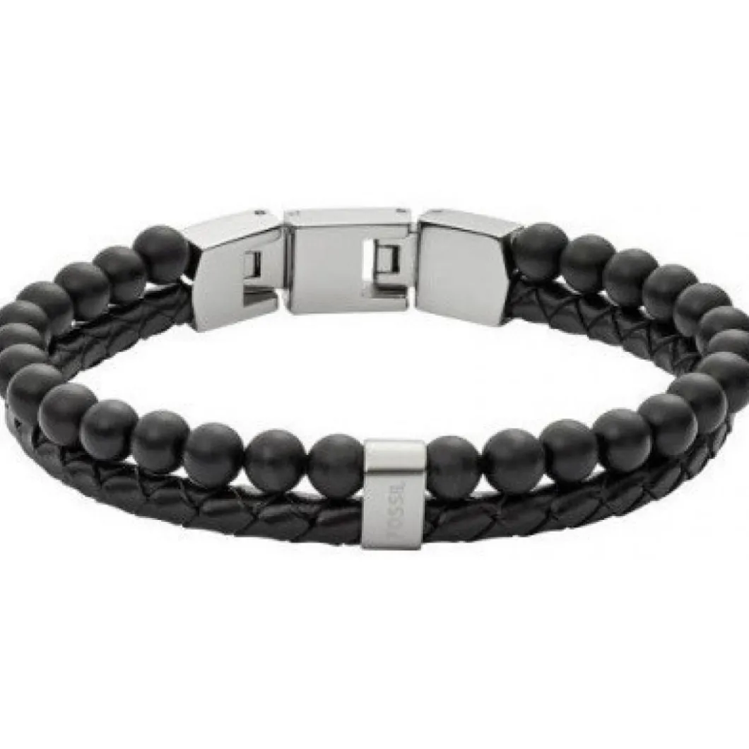Fossil Bijoux Bracelet<Bracelet JF02763040 - Bracelet Cuir Acier Noir