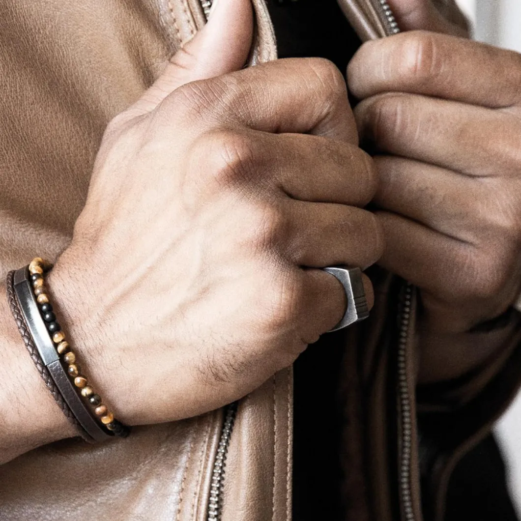 Rochet Bracelet<Bracelet HB6693 Multi-rangs Marron pour Homme