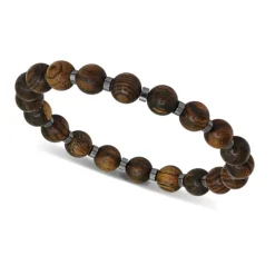 Rochet Bracelet<Bracelet Homme Bracelet MYSTÈRES Perles 8mm Bois et 4 mm Hématite brillante
