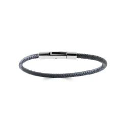 Maison de la Bijouterie Bracelet<Bracelet Homme acier cuir tressé noir 3ZY0U6ZU