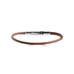 Maison de la Bijouterie Bracelet<Bracelet Homme acier cuir tressée marron 3ZY0UVZU