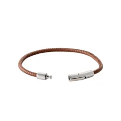 Maison de la Bijouterie Bracelet<Bracelet Homme acier cuir tressée marron 3ZY0UVZU