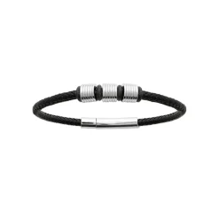 Maison de la Bijouterie Bracelet<Bracelet Homme acier cuir tressé noir 3ZYZY6YZ