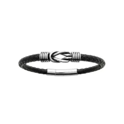 Maison de la Bijouterie Bracelet<Bracelet Homme acier nœud cuir noir 3ZYZY4YZ