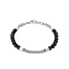 Maison de la Bijouterie Bracelet<Bracelet Homme acier perles agate noire 3ZYZ35YZ