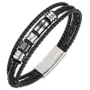 All Blacks Bijoux Bracelet<Bracelet Homme - 682349 Acier, Cuir Couleur Noir, Argent