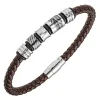 All Blacks Bijoux Bracelet<Bracelet Homme - 682386 Acier, Cuir Couleur Argent, Marron