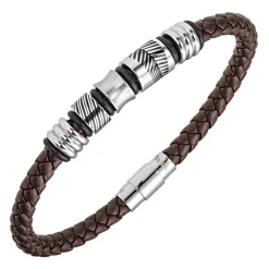 All Blacks Bijoux Bracelet<Bracelet Homme - 682386 Acier, Cuir Couleur Argent, Marron