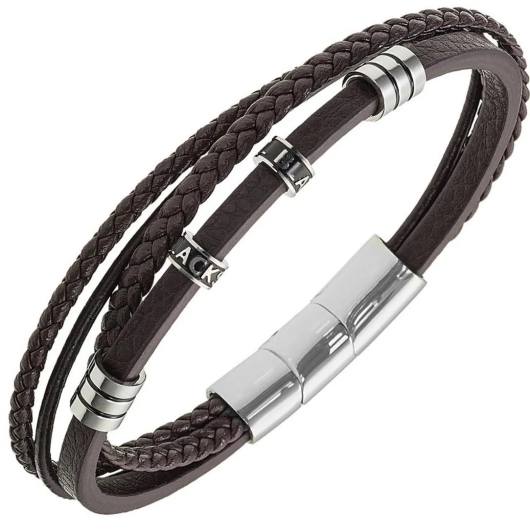 All Blacks Bijoux Bracelet<Bracelet Homme - 682408 Acier, Cuir Couleur Marron