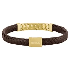 Boss Bijoux Bracelet<Bracelet Homme Tailored - 1580675M Acier, Cuir Marron, Doré