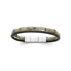 Maison de la Bijouterie Bracelet<Bracelet Homme labradorite cuir noir 3ZY0U5YZ