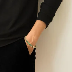 Lacoste Bracelet<Bracelet Homme Script - 2040477 Acier Doré, Vert