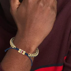 Tommy Hilfiger Bijoux Bracelet<Bracelet Homme Tommy Hilfiger Braided Metal - 2790512 Acier, Nylon Doré, Bleu