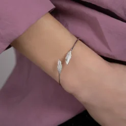 Maison de la Bijouterie Bracelets<Bracelet Jonc femme fantaisie plume Argent WYZ40Y56