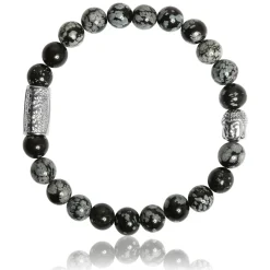 Lauren Steven Bracelet<Bracelet Design ML046 - Bracelet En Pierre Naturelle Obsidienne Flocon de Neige