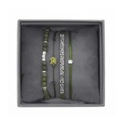 Les Interchangeables Bracelets<Bracelet A38627 - Bracelet Tissu Vert Cristaux Swarovski