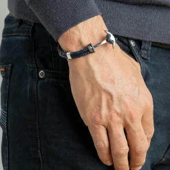 Lotus Style Bijoux Bracelet<Bracelet Lotus Style LS1832-2-4 - Bracelet Urban Man Double Tressés Bleu Ancre Acier Homme