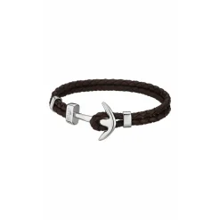 Lotus Style Bijoux Bracelet<Bracelet Lotus Style LS1832-2-5 - Bracelet Urban Man Double Tressés Marron Ancre Acier Homme