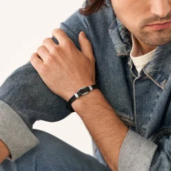 Fossil Bijoux Bracelet<Bracelet pour homme JF04202040 en cuir noir
