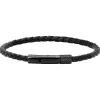 Rochet Bracelet<Bracelet HB1431301 - DRIVER 28mm PVD Noir et Lien Tressé 3,5mm Cuir Noir Homme