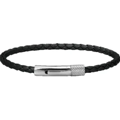 Rochet Bracelet<Bracelet HB1430301 - DRIVER 28mm Acier et Lien Tressé 3,5mm Cuir Noir Homme