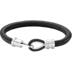 Zeades Bracelet<Bracelet Cabestan Noir - Bracelet Acier Cuir Noir Homme