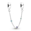 Pandora Charms<Chaîne de Confort Triple Pierre Bleue -