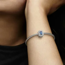 Pandora Charms<Charm Abyme de Rectangles Scintillants Bleu Timeless