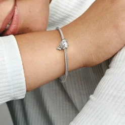 Pandora Charms<Charm Argenté Chien et Os