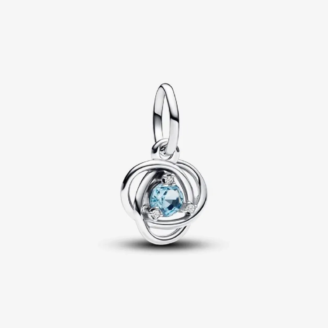Pandora Charms<Charm argent sterling avec cristal bleu aqua de mer et zircone transparente femme Moments
