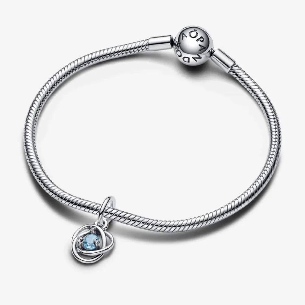 Pandora Charms<Charm argent sterling avec cristal bleu aqua de mer et zircone transparente femme Moments