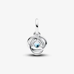 Pandora Charms<Charm argent sterling avec cristal bleu aqua de mer et zircone transparente femme Moments