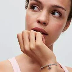 Pandora Charms<Charm argent sterling avec véritable cristal rouge et zircone femme Moments