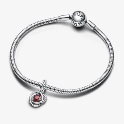 Pandora Charms<Charm argent sterling avec véritable cristal rouge et zircone femme Moments