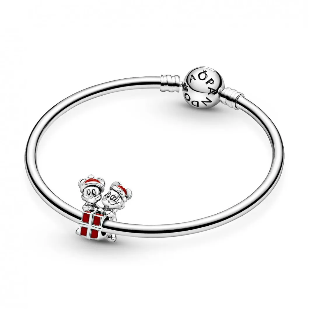 Pandora Charms<Charm Cadeau de Mickey & Minnie Disney x - Argent