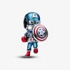 Pandora Charms<Charm Captain America en argent sterling zircons transparents et rouges, émail rouge et bleu Marvel x