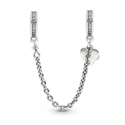 Pandora Charms<Charm Chaîne de Sécurité Cœur Famille - Argent
