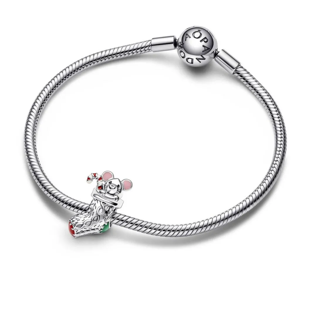 Pandora Charms<Charm Chaussette de Noël et Souris Moments
