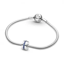Pandora Charms<Charm Clip Éclat Bleu Colours - Argent