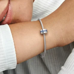 Pandora Charms<Charm Clip Éclat Bleu Colours - Argent