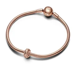 Pandora Charms<Charm Clip Clouté Fin 782716C00 Doré Rose