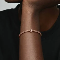 Pandora Charms<Charm Clip Clouté Fin 782716C00 Doré Rose