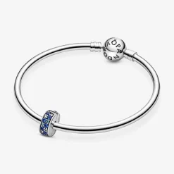 Pandora Charms<Charm Clip Pavé Bleu Moments