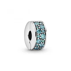 Pandora Charms<Charm Clip Pavé Bleu-Vert Moments