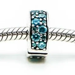 Pandora Charms<Charm Clip Pavé Bleu-Vert Moments