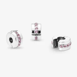 Pandora Charms<Charm Clip Rangée Scintillante Rose Moments