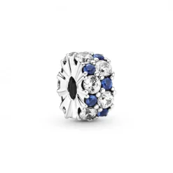 Pandora Charms<Charm Clip Scintillant Incolore & Bleu Timeless - Argent