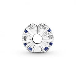 Pandora Charms<Charm Clip Scintillant Incolore & Bleu Timeless - Argent