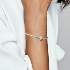 Pandora Charms<Charm Clip Scintillant Incolore & Bleu Timeless - Argent